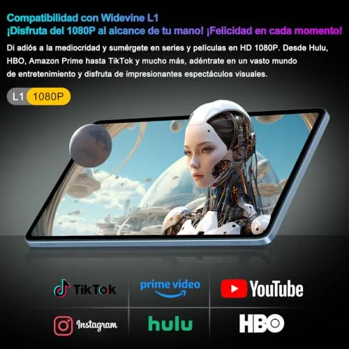 UJJ ▫️ Tablet de 10 polegadas de 2026 com Android 15 e Gemini AI, 30 GB de RAM + 128 GB de ROM (TF 2 TB), Octa-Core 2,0 GHz, 8000 mAh, GMS, Widevine L1, 5G, Wi-Fi 6 e BT 5.0, GPS, OTG, tablet com teclado e rato azul 6