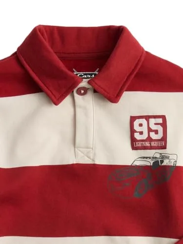 Marks & Spencer ▫️ Polo de râguebi às riscas em algodão puro Disney Cars™ para menino, corte descontraído, com gola 3
