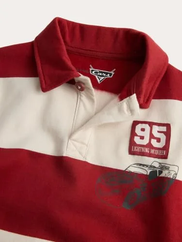Marks & Spencer ▫️ Polo de râguebi às riscas em algodão puro Disney Cars™ para menino, corte descontraído, com gola 4