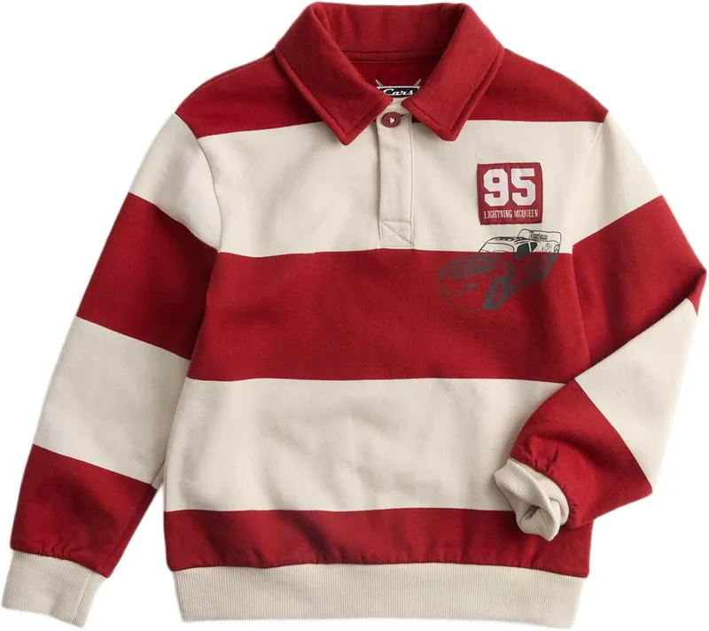 Marks & Spencer ▫️ Polo de râguebi às riscas em algodão puro Disney Cars™ para menino, corte descontraído, com gola