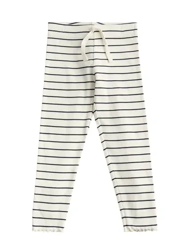 Marks & Spencer ▫️ Leggings às riscas com elevado teor de algodão para menina, embalagem de 3, corte normal, cintura elástica, com elasticidade 4