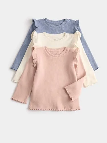 Marks & Spencer ▫️ Camisolas de manga comprida lisas em tecido gofre, com elevado teor de algodão, para homem, embalagem de 3, com elasticidade 3