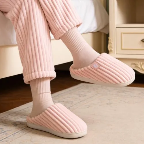 Guyarns ▫️ Chinelos de casa para mulher e homem, de inverno, quentes, em espuma viscoelástica, veludo cotelê, sola antiderrapante, chinelos confortáveis, para uso interior e exterior 2
