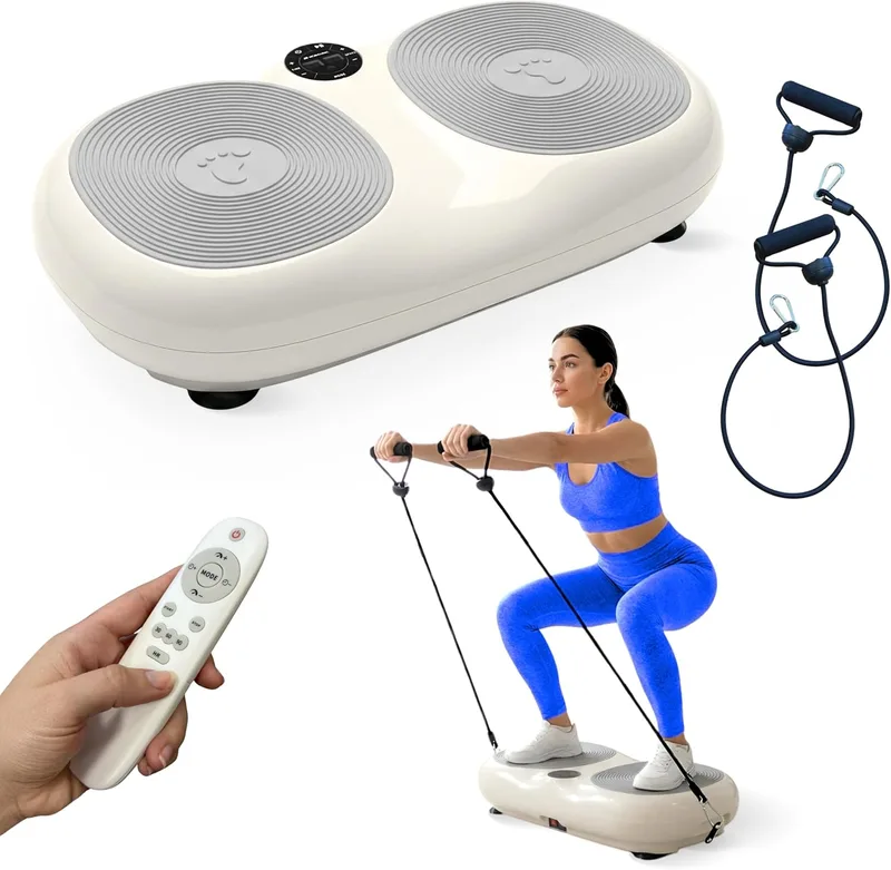 Mobiclinic ▫️ ®, Plataforma Vibratória, 99 níveis, 9 programas de treino, faixas elásticas e comando, 200 W, tonificação e treino de corpo inteiro, ideal para casa, até 150 kg, Karol