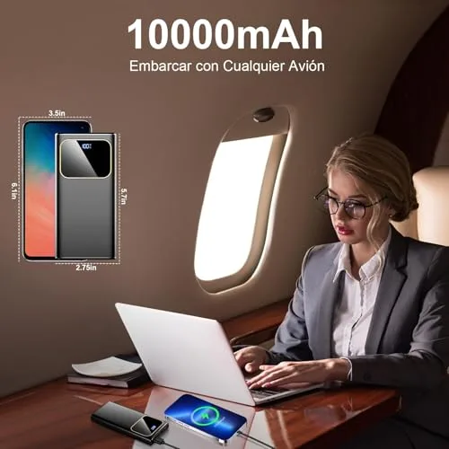 Coucur ▫️ Power Bank 2026 com Carregamento Rápido, Bateria Externa de Carregamento Rápido 10 000 mAh, 22,5 W, Carregador Portátil com Entrada e Saída USB-C, Ecrã LED para iPhone 17/16/15/14, Air, Pro, MAX, Plus, para Samsung Android, Preto 7
