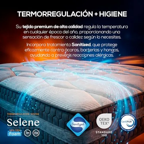 DUÉRMETE ONLINE ▫️ Colchão viscoelástico Selene, conforto ideal, apoio ergonómico para as costas, altura de 30 cm, firmeza elevada, antiácaros, antibacteriano e hipoalergénico 160 x 200 4