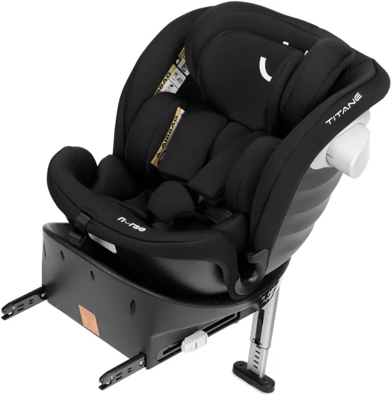 Nurse ▫️ Titane Cadeira auto i-Size 40–150 cm, 360º, ISOFIX e pé de apoio, para montagem virada para trás e para a frente, proteção lateral, preto