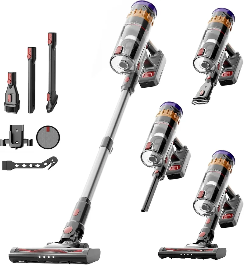 Lefant ▫️ V1 Aspirador sem fio potente de 40 kPa, 3 velocidades, filtragem de 5 camadas, ecrã tátil LED, escova com LED, tubo telescópico, ideal para toda a casa