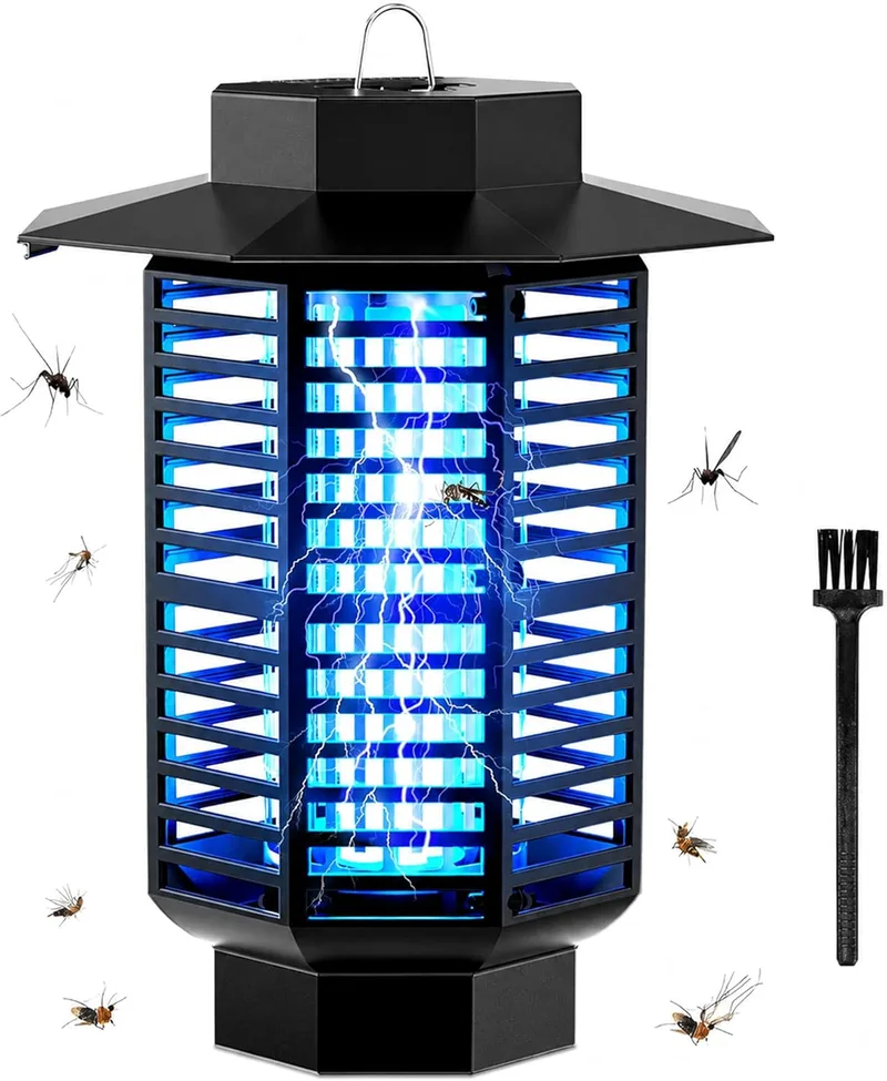 DPBOQUBDJ ▫️ Lâmpada elétrica antimosquitos 4200 V, 18 W, UV, mata mosquitos, silenciosa e à prova de água (IPX4); mata-mosquitos elétrico que captura mosquitos e moscas; repelente de mosquitos eficaz para casa, jardim e terraço