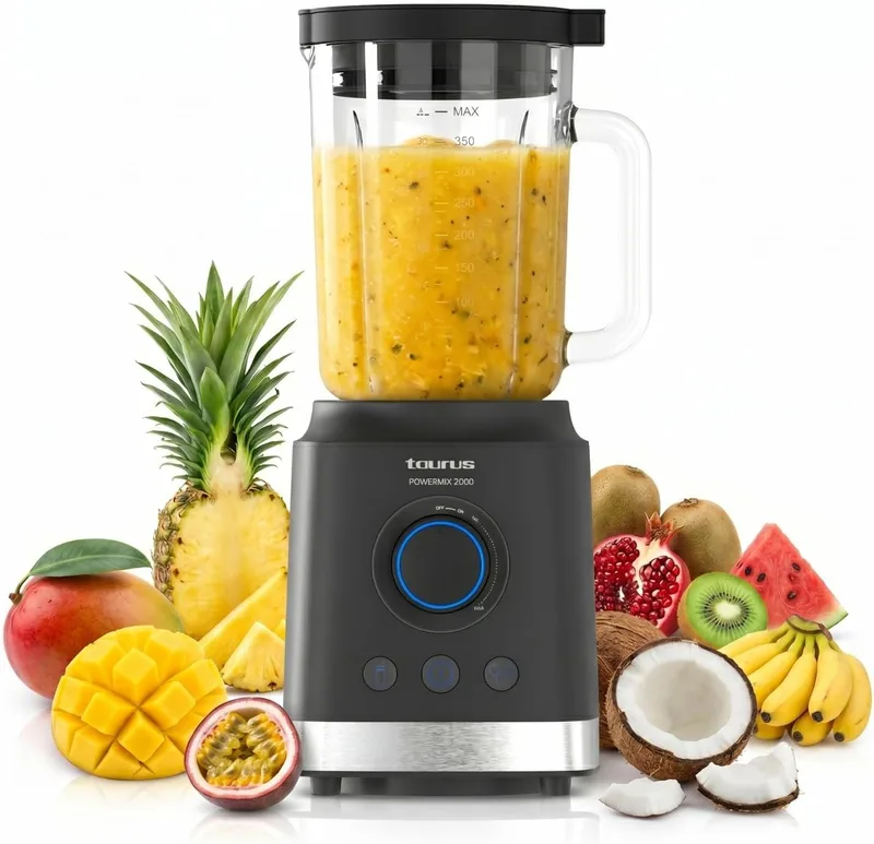 Taurus ▫️ Liquidificador de copo de alta potência 2000 W | Copo de vidro de 1,8 L | Lâminas removíveis em aço inoxidável | 2 funções automáticas + Turbo | Sistema de segurança | Sem BPA