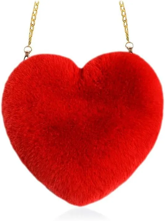 HMCEY ▫️ Mala a tiracolo em forma de coração, mala de pelúcia, malas de mão de pelúcia, malas elegantes com tema de amor, mala a tiracolo pequena para mulher, malas a ombro na moda, Crossbody Bag Women, malas de mão, mala a ombro