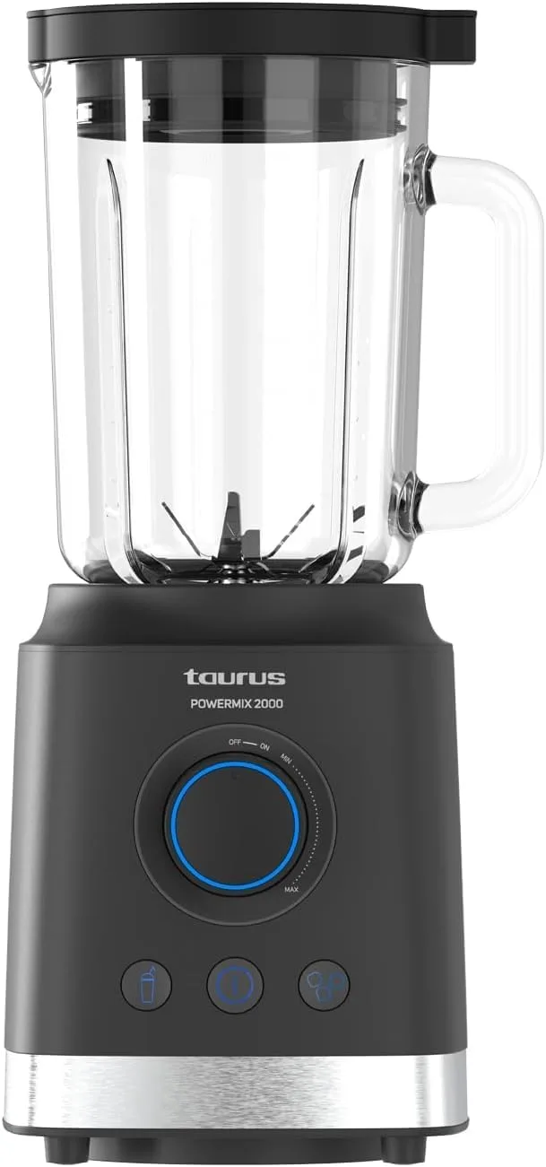 Taurus ▫️ Liquidificador de copo de alta potência Powermix 2000 W | Copo de vidro de 1,8 L | Lâminas removíveis em aço inoxidável | 2 funções automáticas + Turbo | Sistema de segurança | Sem BPA