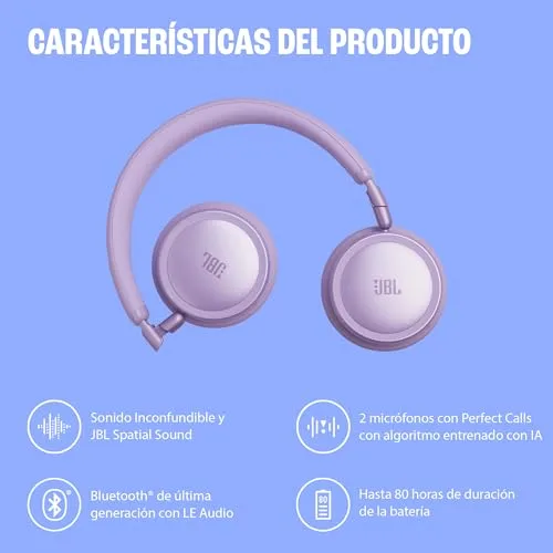 JBL ▫️ Live 680NC, Auscultadores supra-auriculares sem fios com Bluetooth, Branco 5