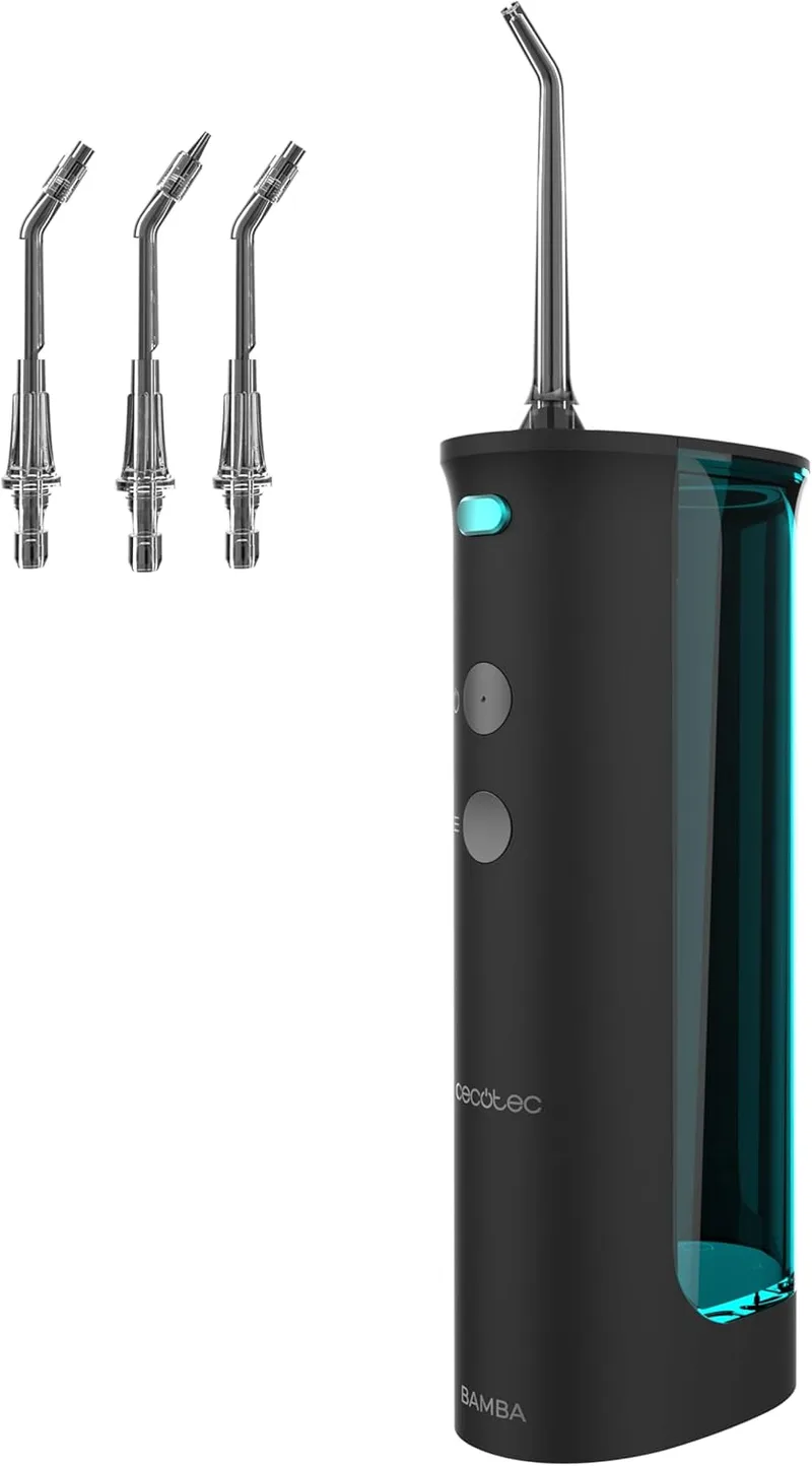 Cecotec ▫️ ToothCare Jet Fresh Clean Irrigador oral portátil a pilhas com 3 bicos. 1200RPM, reservatório de 180ml, sem fios, à prova de água, IPX7, 3 modos, 20 dias de autonomia