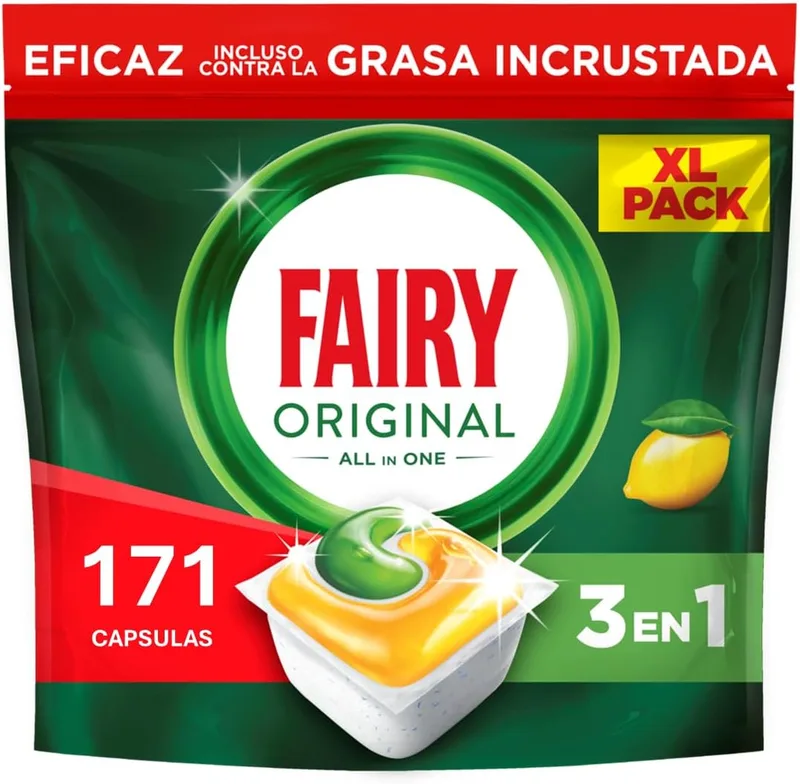 FAIRY ▫️ Conjunto de cápsulas para máquina de lavar louça Original Tudo em Um, Limão, 100 cápsulas + cápsulas para máquina de lavar louça Original Tudo em Um, Limão, 71 cápsulas, eficazes mesmo contra gordura endurecida