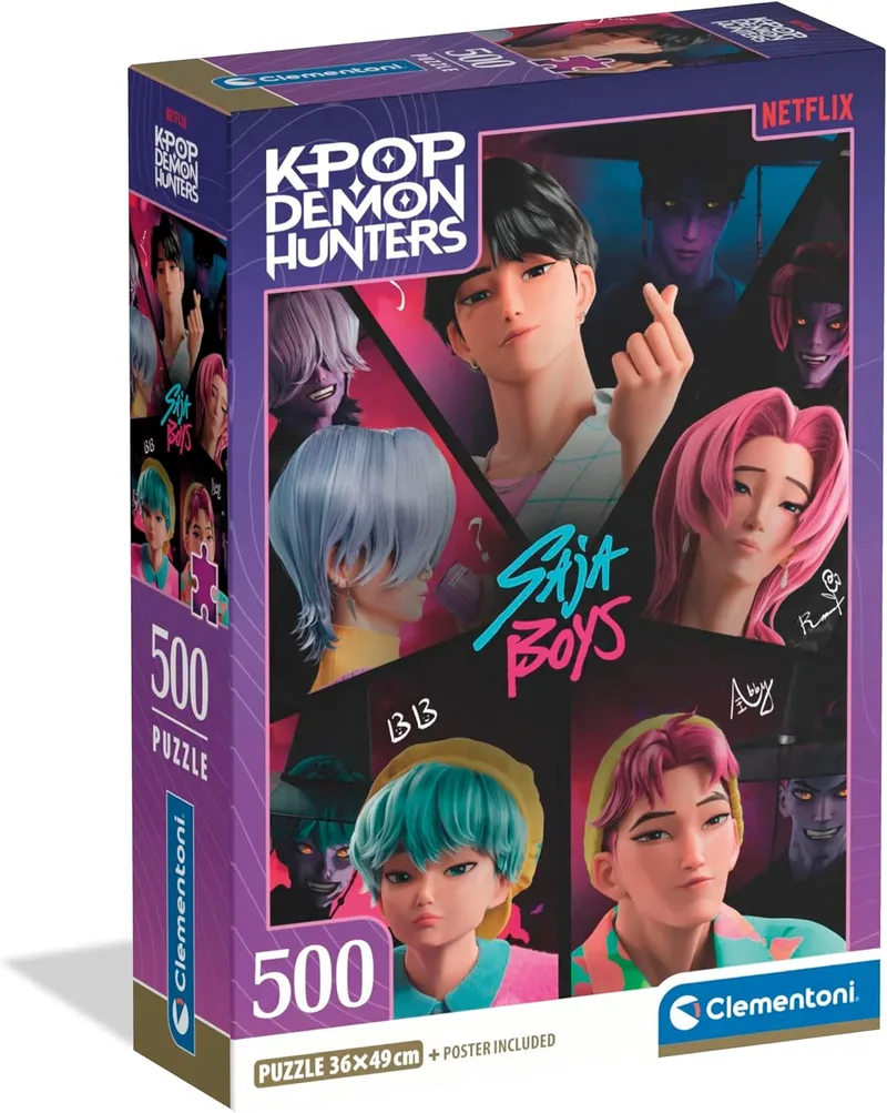 Clementoni ▫️ Netflix K-Pop: Puzzle Caçadores de Demónios - Puzzle de 500 peças para adultos, edição Saja Boys com poster, 49 x 36 cm, 35625