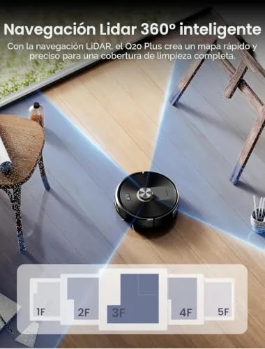 Proscenic ▫️ Robô aspirador e esfregador Q20 Pro, 10 000 Pa/200 minutos, com base de esvaziamento automático de 4 L sem saco, navegação e mapeamento a laser através da aplicação/voz/controlo, para pisos, tapetes e pêlos de animais de estimação 5