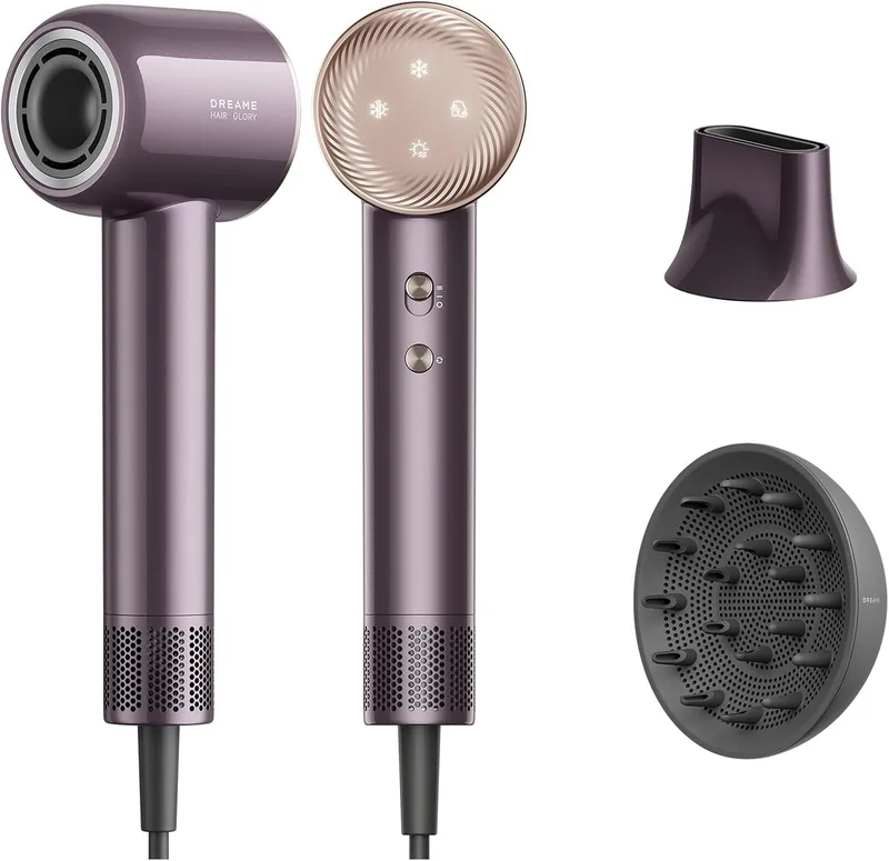 DREAME ▫️ Secador de cabelo Glory Combo, secador de cabelo profissional 110.000 rpm, velocidade do ar 70 m/s, tecnologia de iões negativos potente, peso leve, controlo da velocidade do ar e da temperatura