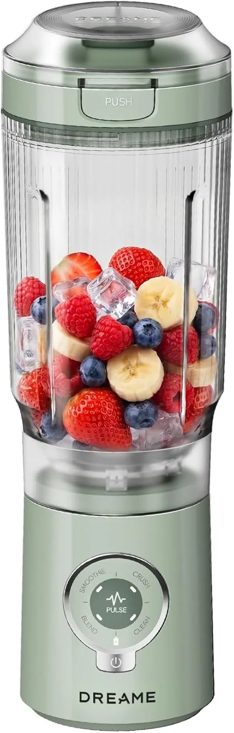 DREAME ▫️ PortFresh, Batedeira portátil, Base do motor amovível, Carregamento rápido, Copo de mistura de 880 ml sem BPA (capacidade de batimento de 500 ml), 5 funções predefinidas, Autolimpeza, Adequada para a máquina de lavar louça, Verde
