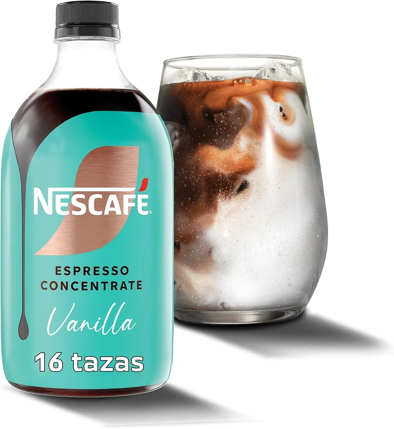 Nescafe ▫️ NESCAFÉ Espresso Concentrate Baunilha, com café Arábica e sabor a baunilha, concentrado de café líquido para café gelado e lattes, garrafa de 500 ml