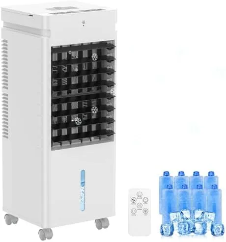DPBOQUBDJ ▫️ Ar condicionado portátil, refrigerador de ar por evaporação com ventoinha de 20 W, depósito de 12 L e cristais de gelo - 3 modos, 12 velocidades, oscilação, temporizador e controlo remoto