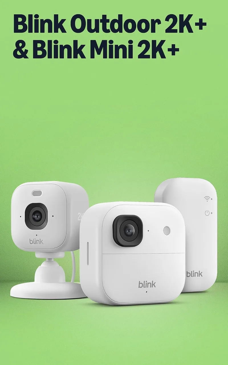 Blink ▫️ Câmara exterior 2K+ com Mini Câmara 2K+ (última geração), Branca, módulo de sincronização básico incluído
