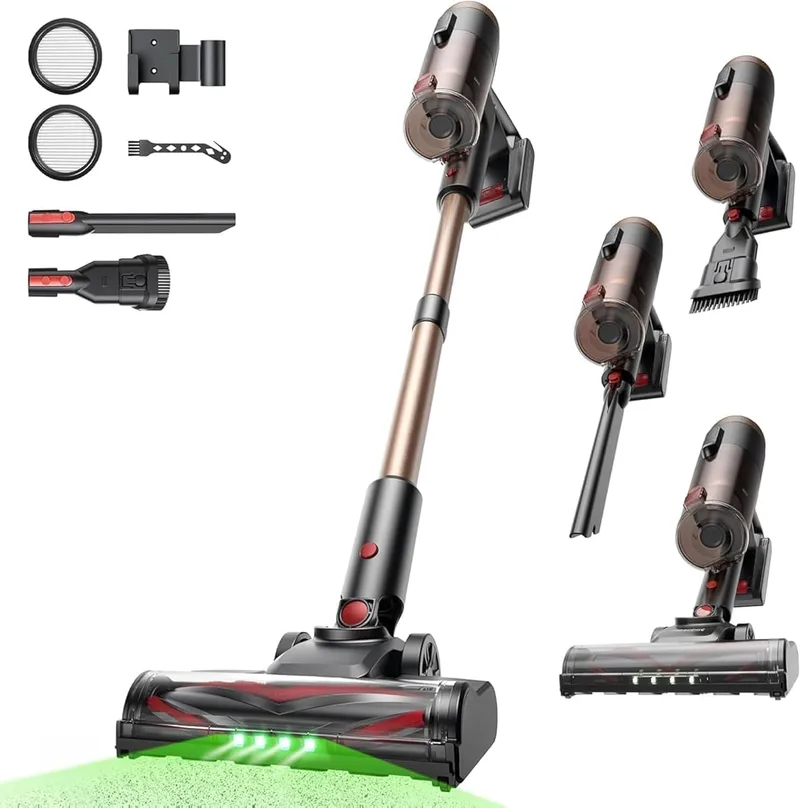 proscenic ▫️ Aspirador sem fio P11 Ultra+ 50KPa/500W/50Min, leve e autónomo, aspirador vertical potente com luz verde, escova sem emaranhados e ecrã LED, tapetes/pavimentos/pêlos de animais