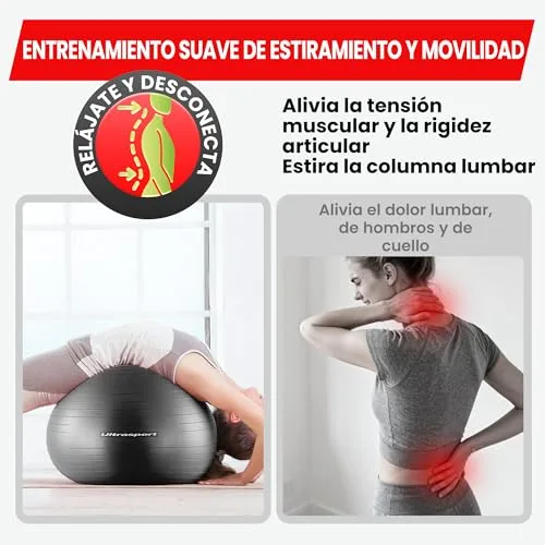 Ultrasport ▫️ 55 cm Bola de Pilates, Fitness, Ioga, Gravidez, Fitball para Exercícios e Ginástica 55 cm – até 300 kg, Antiderrapante, Anti-rebentamento – Com bomba incluída, Bege 6