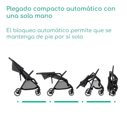 Bebeconfort ▫️ Azur, Carrinho de bebé compacto, 0-3 anos (15 kg), Carrinho de bebé leve, Dobre automático com uma mão, Encosto totalmente reclinável, Cesto espaçoso, Cor Mineral Graphite 2