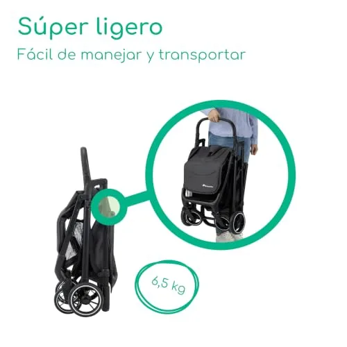 Bebeconfort ▫️ Azur, Carrinho de bebé compacto, 0-3 anos (15 kg), Carrinho de bebé leve, Dobre automático com uma mão, Encosto totalmente reclinável, Cesto espaçoso, Cor Mineral Graphite 5