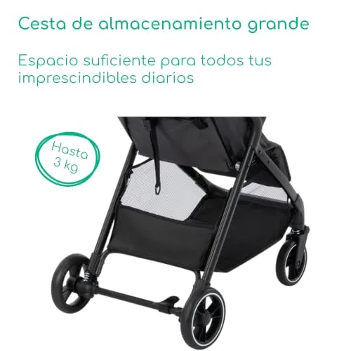Bebeconfort ▫️ Azur, Carrinho de bebé compacto, 0-3 anos (15 kg), Carrinho de bebé leve, Dobre automático com uma mão, Encosto totalmente reclinável, Cesto espaçoso, Cor Mineral Graphite 6