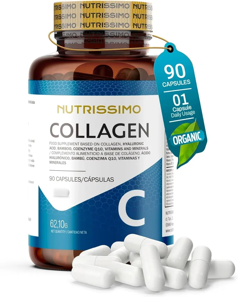Nutrissimo ▫️ Colagénio Hidrolisado Puro + Ácido Hialurónico + Q10 + Vitaminas A, C, D e B12 + Zinco : Fórmula Premium 90 Cápsulas : Sem sabor