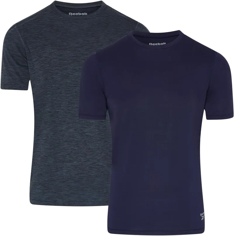 Reebok ▫️ Clancy Performance - Camisolas para homem, embalagem de 2 unidades, ajustáveis, absorvem a humidade e são leves.