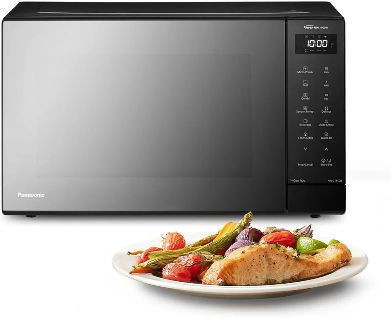 Panasonic ▫️ NN-GT65QBEPG Micro-ondas combinado de 31 L com grelha, 1000 W, cozedura combinada, 7 níveis de potência, descongelação turbo, LED, prato giratório, preto