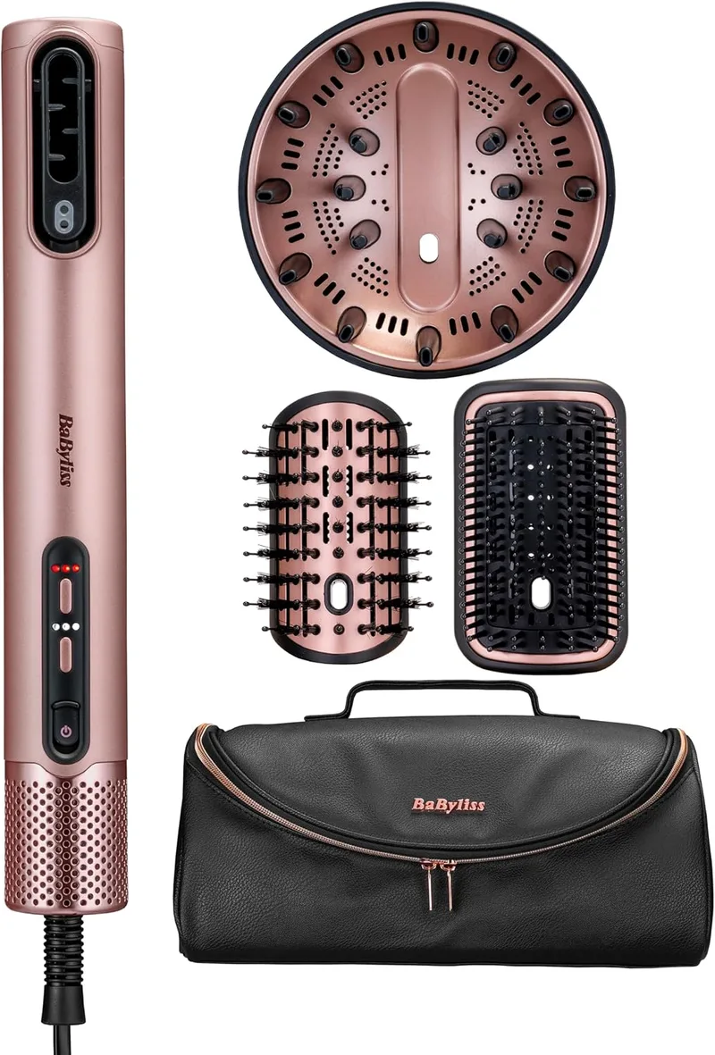 BaByliss ▫️ Air Wand - Secador, alisador, modelador e difusor «tudo em um» - Rosa
