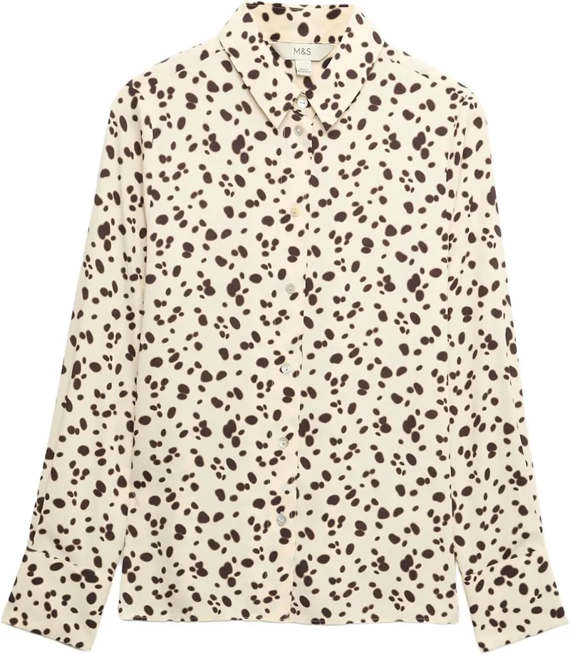Marks & Spencer ▫️ Camisa estampada com gola para mulher, corte normal