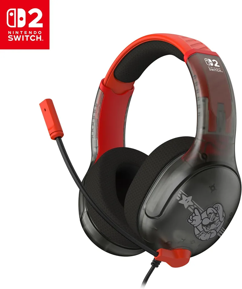 Turtle Beach ▫️ Auscultadores com fio Airlite Fit para jogos, com tema Mario Star e licença oficial para todas as consolas Nintendo Switch: microfone rebatível e com função de silenciamento, almofadas com conforto superior