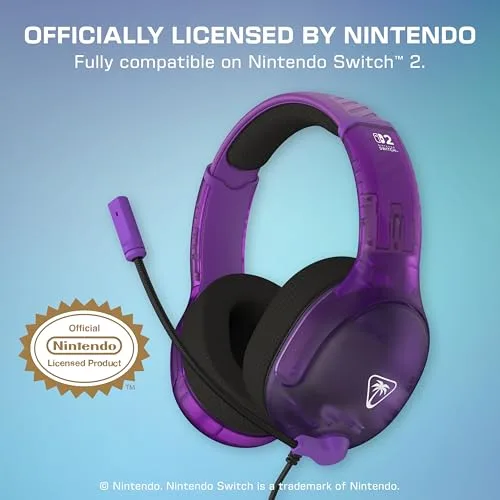 Turtle Beach ▫️ Auscultadores com fio Airlite Fit para jogos, na cor roxo fantasmagórico, com licença oficial para todas as consolas Nintendo Switch: microfone rebatível e silenciável, almofadas com conforto superior 2