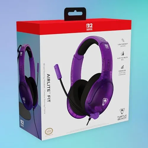 Turtle Beach ▫️ Auscultadores com fio Airlite Fit para jogos, na cor roxo fantasmagórico, com licença oficial para todas as consolas Nintendo Switch: microfone rebatível e silenciável, almofadas com conforto superior 7