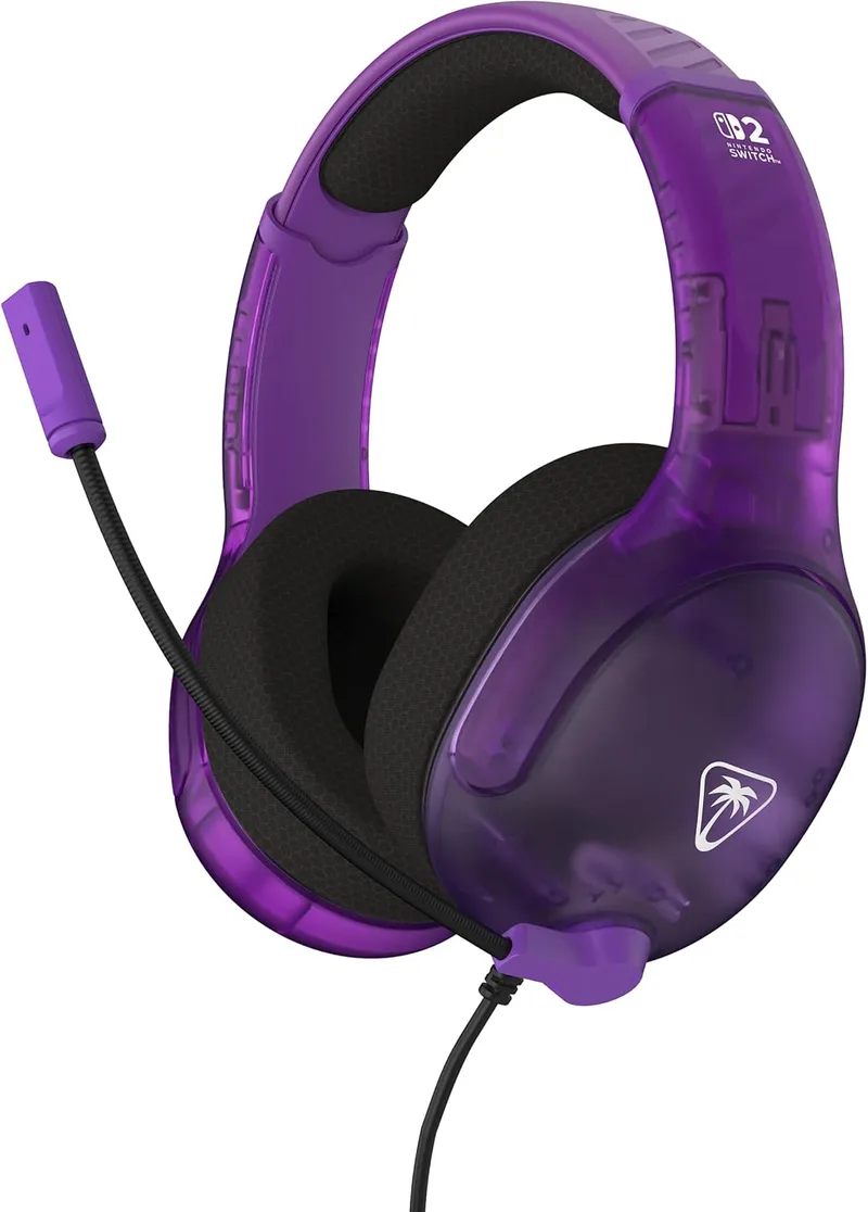 Turtle Beach ▫️ Auscultadores com fio Airlite Fit para jogos, na cor roxo fantasmagórico, com licença oficial para todas as consolas Nintendo Switch: microfone rebatível e silenciável, almofadas com conforto superior