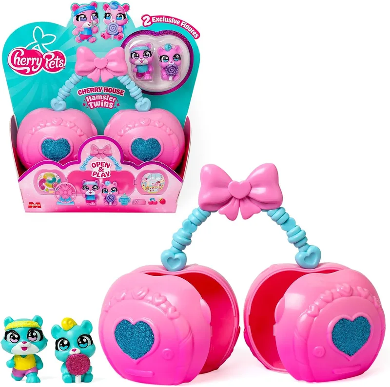 Cherry Pets ▫️ Cherry House Hamster Twins. Cherry House: Inclui 1 Cherry House, 2 botões de punho exclusivos e 5 acessórios.