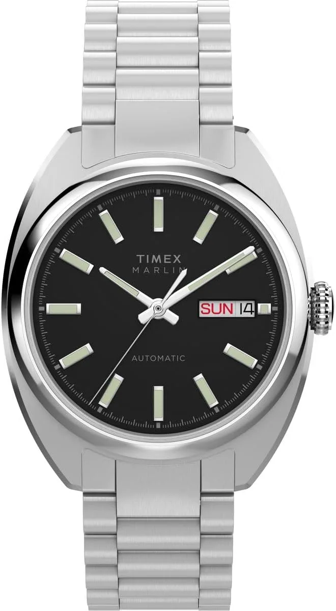 Timex ▫️ Relógio analógico automático para homem, modelo Marlin, com bracelete em aço inoxidável