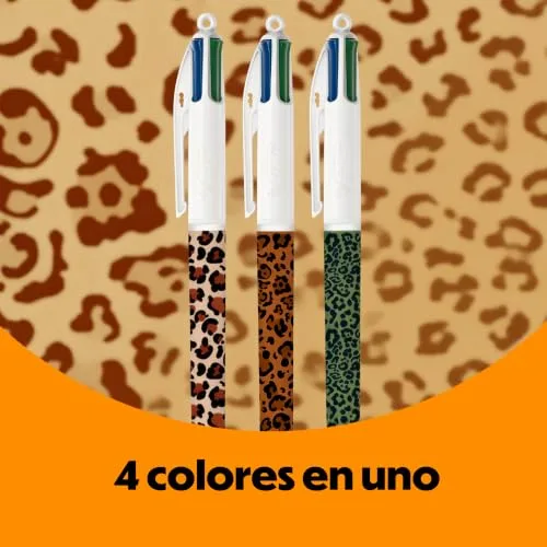 BIC ▫️ Coleção Leopardo e Tipp-Ex – 8 unidades: canetas esferográficas de ponta média (1,0 mm), sublinhador de ponta biselada e fitas corretoras (6 m x 5 mm) com desenhos aleatórios. 2