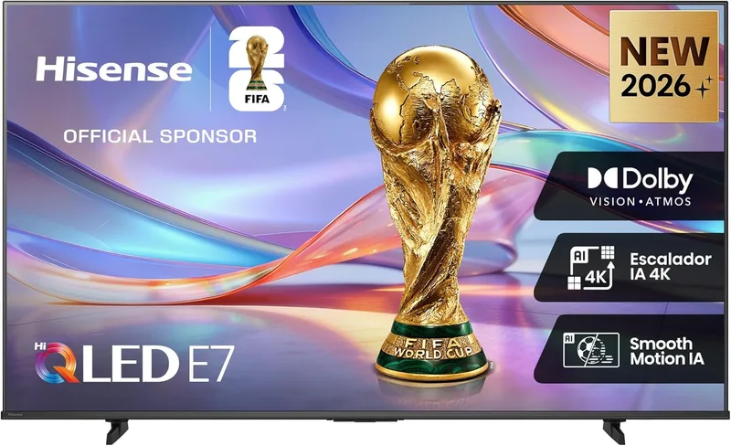 Hisense ▫️ 43E7S - QLED Smart TV 43 polegadas, Hi-QLED Colour, Dolby Vision.Atmos, 4K IA Scaler, Smooth Motion IA, Game Mode Plus, Dolby Vision IQ, HDR10+Adaptive