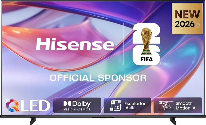 Hisense ▫️ 75E7S - Smart TV Hi-QLED de 75 polegadas, Hi-QLED Color, Dolby Vision, Atmos, escalador 4K com IA, Smooth Motion com IA, Modo Jogo Plus, Dolby Vision IQ, HDR10+ Adaptive