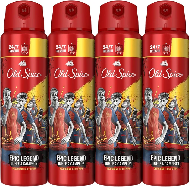 Old Spice ▫️ La Roja Campeões Desodorizante em Spray para Homem, 4x150 ml