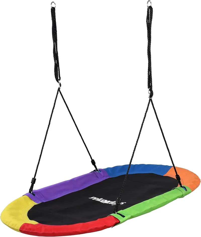 Relaxdays ▫️ Balanço em forma de ninho oval, para crianças e adultos, 300 kg, XXL para várias crianças, 150 x 80 cm, multicolorido