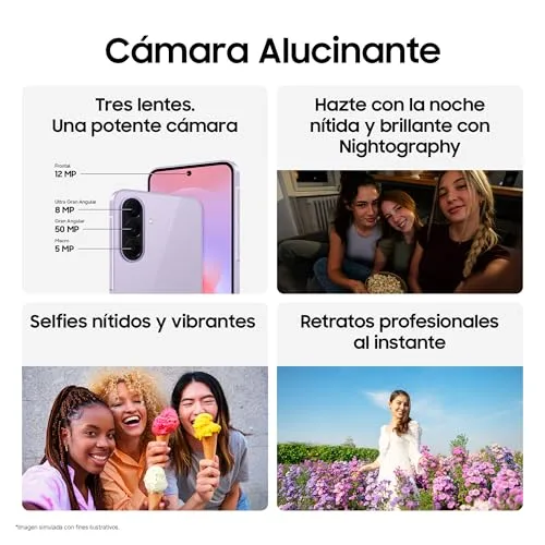 Samsung ▫️ Galaxy A37 5G, 256 GB, Telemóvel fino com IA, 8 GB, câmara grande angular de 50 MP, autonomia de 2 dias, bateria de 5000 mAh, IP68, garantia do fabricante de 3 anos + 1 ano extra, cor verde escuro (versão espanhola) 5