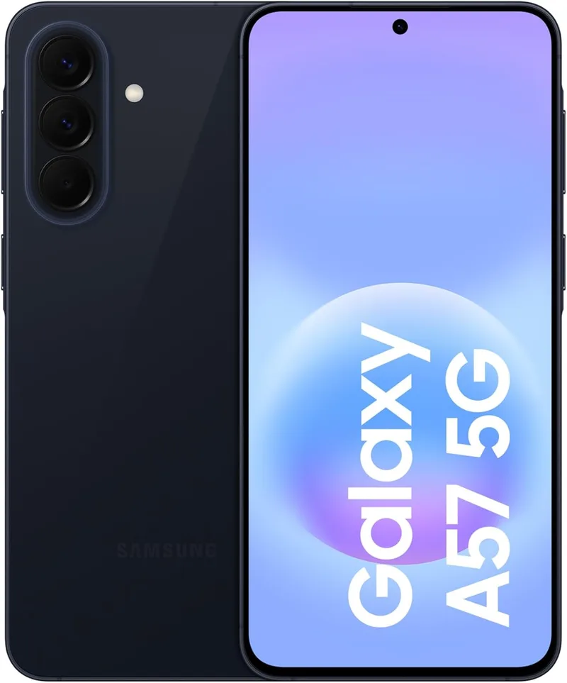 Samsung ▫️ Galaxy A57 5G, 256 GB, Telemóvel fino com IA, 8 GB, câmara grande angular de 50 MP, autonomia de 2 dias, bateria de 5000 mAh, IP68, garantia do fabricante de 3 anos + 1 ano extra, cor azul escuro (versão espanhola)