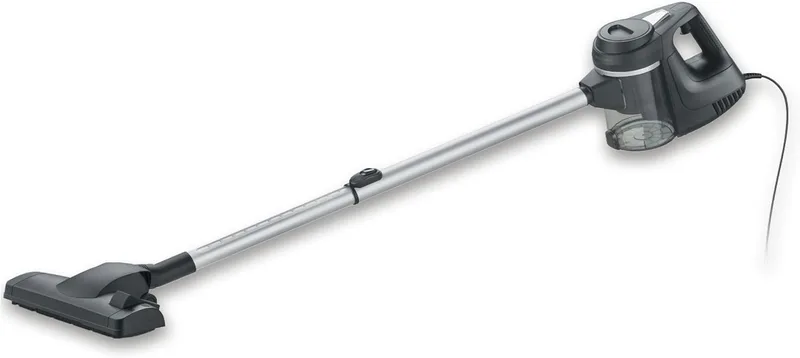 Severin ▫️ Aspirador de vassoura com fio 600 W, 18 000 Pa de sucção, tubo telescópico, depósito de pó de 500 ml, cabo de 6 metros, 4 bocais, preto, CY 7080.